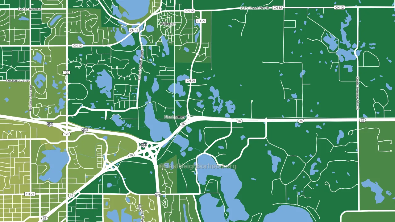 Pine Springs, MN block-group voter-turnout map