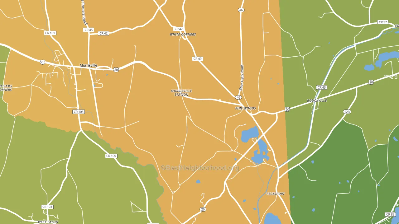 Pine Woods, NY block-group voter-turnout map