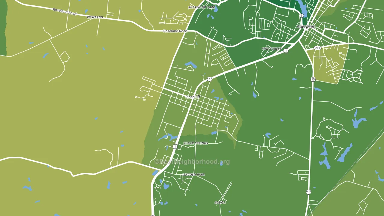 Pinebluff, NC block-group voter-turnout map