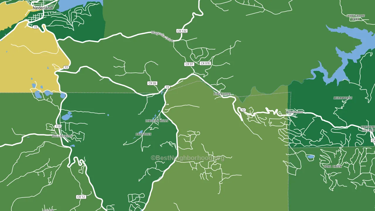 Pinecliffe, CO block-group voter-turnout map
