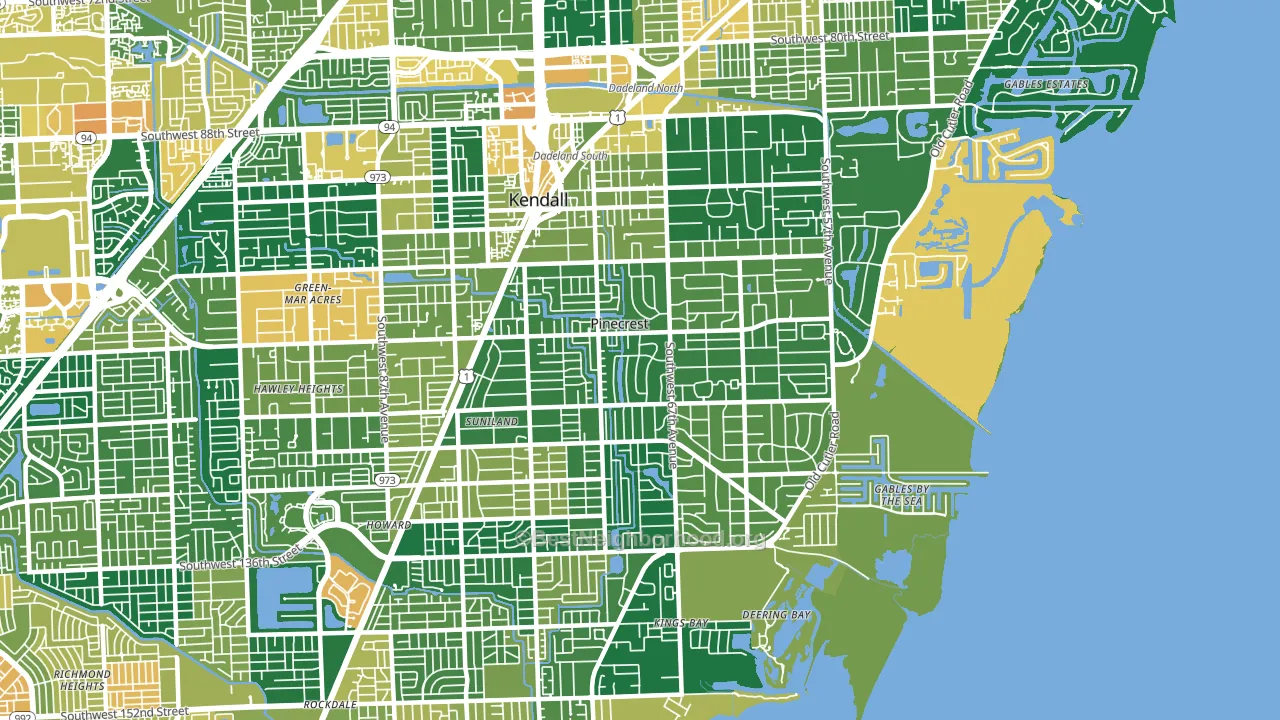 Pinecrest, FL block-group voter-turnout map