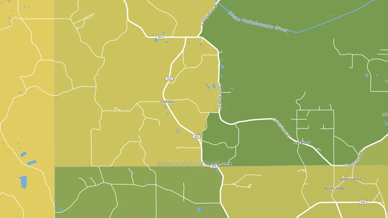 Pinedale, MS block-group voter-turnout map