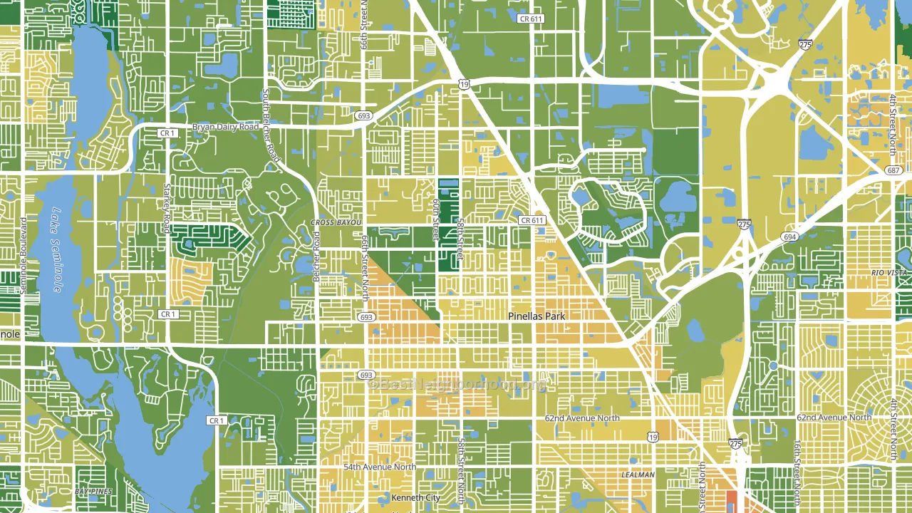 Pinellas Park, FL block-group voter-turnout map
