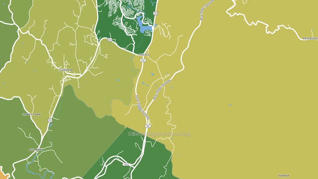 Pineola, NC block-group voter-turnout map