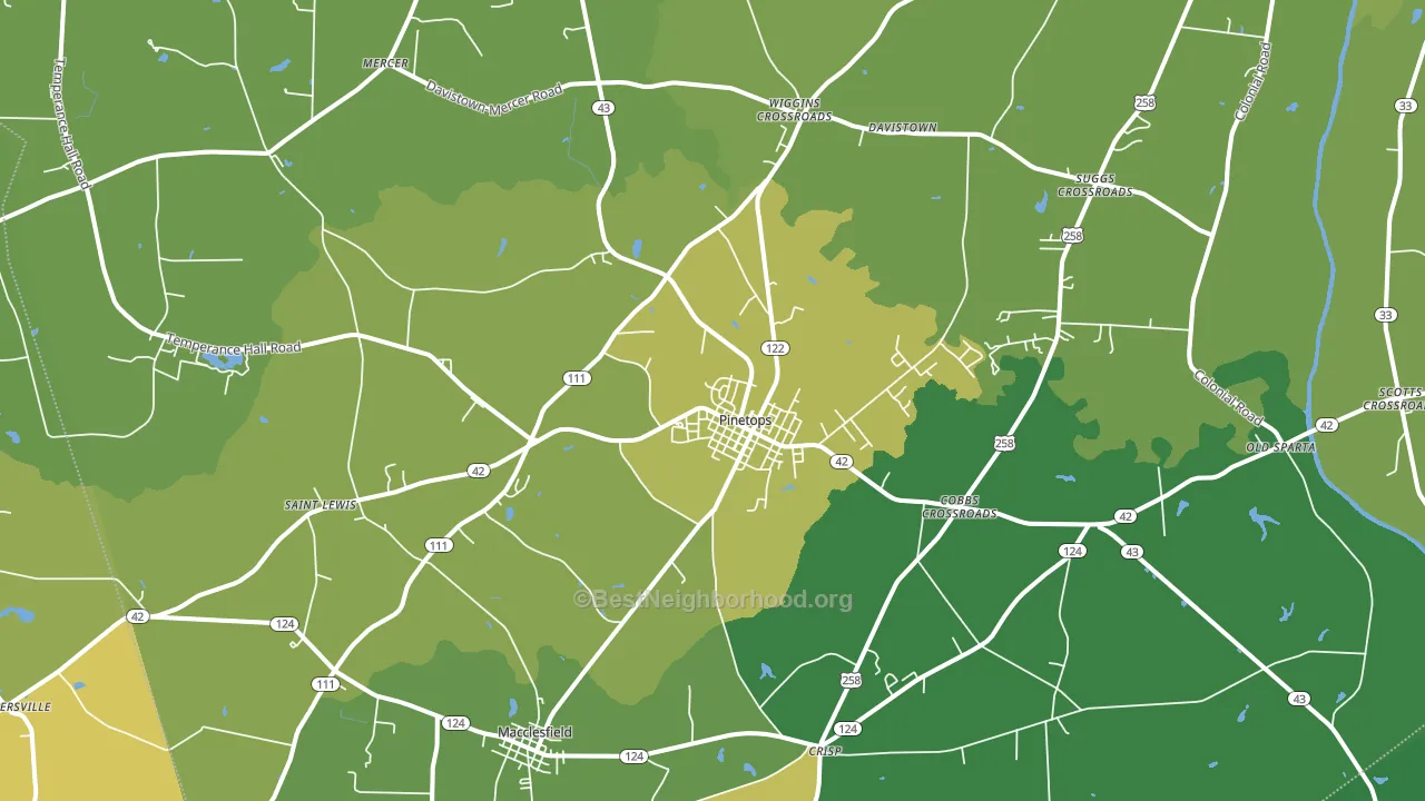 Pinetops, NC block-group voter-turnout map