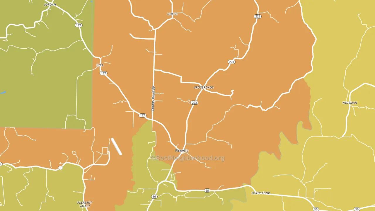 Pineville, AR block-group voter-turnout map