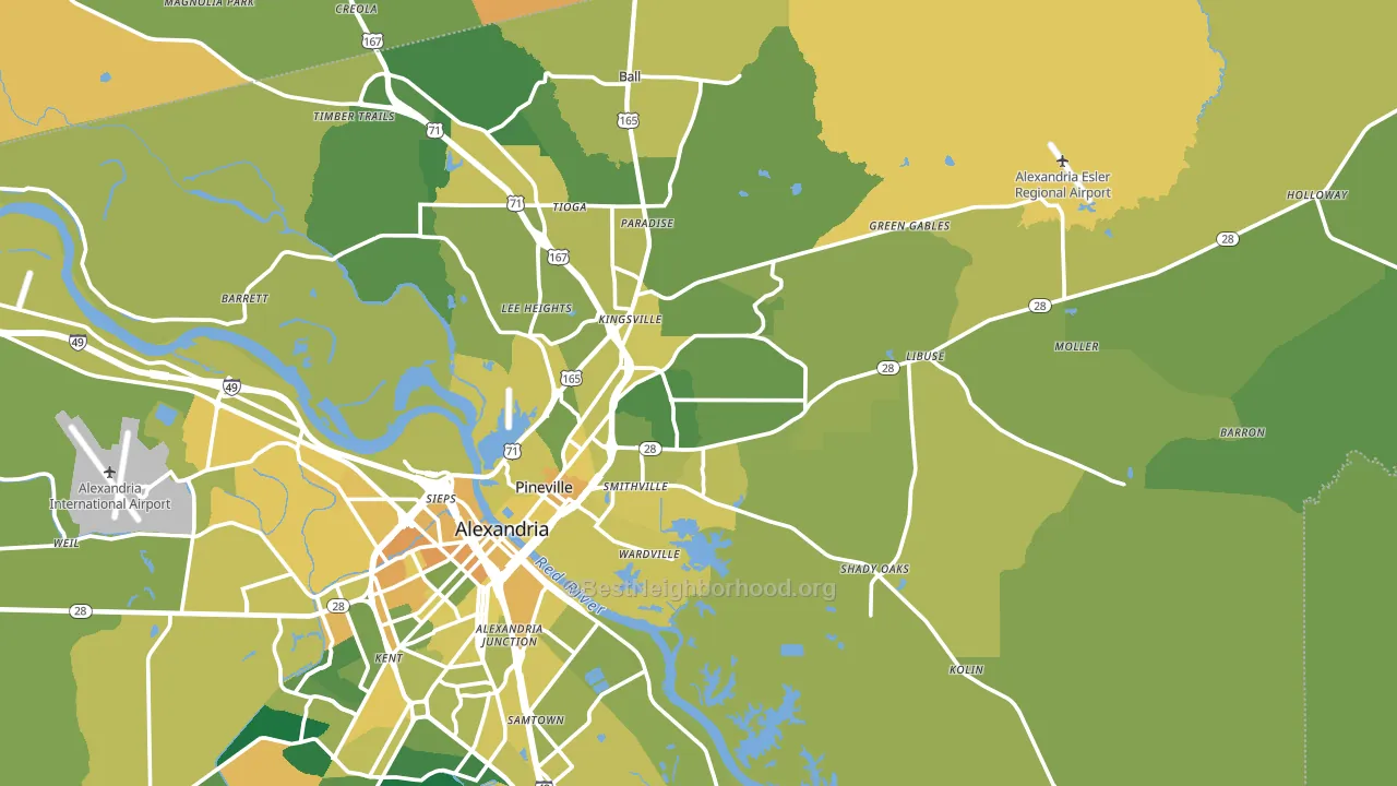 Pineville, LA block-group voter-turnout map