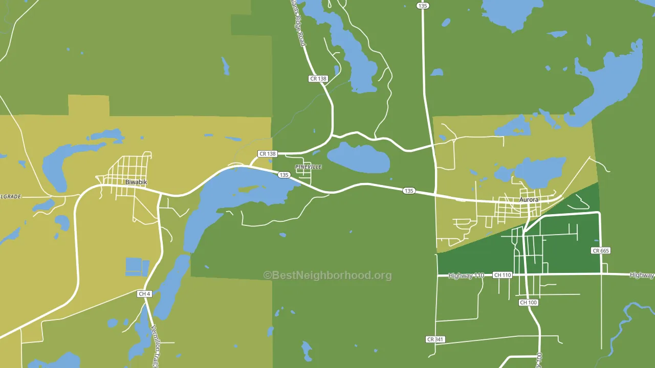 Pineville, MN block-group voter-turnout map