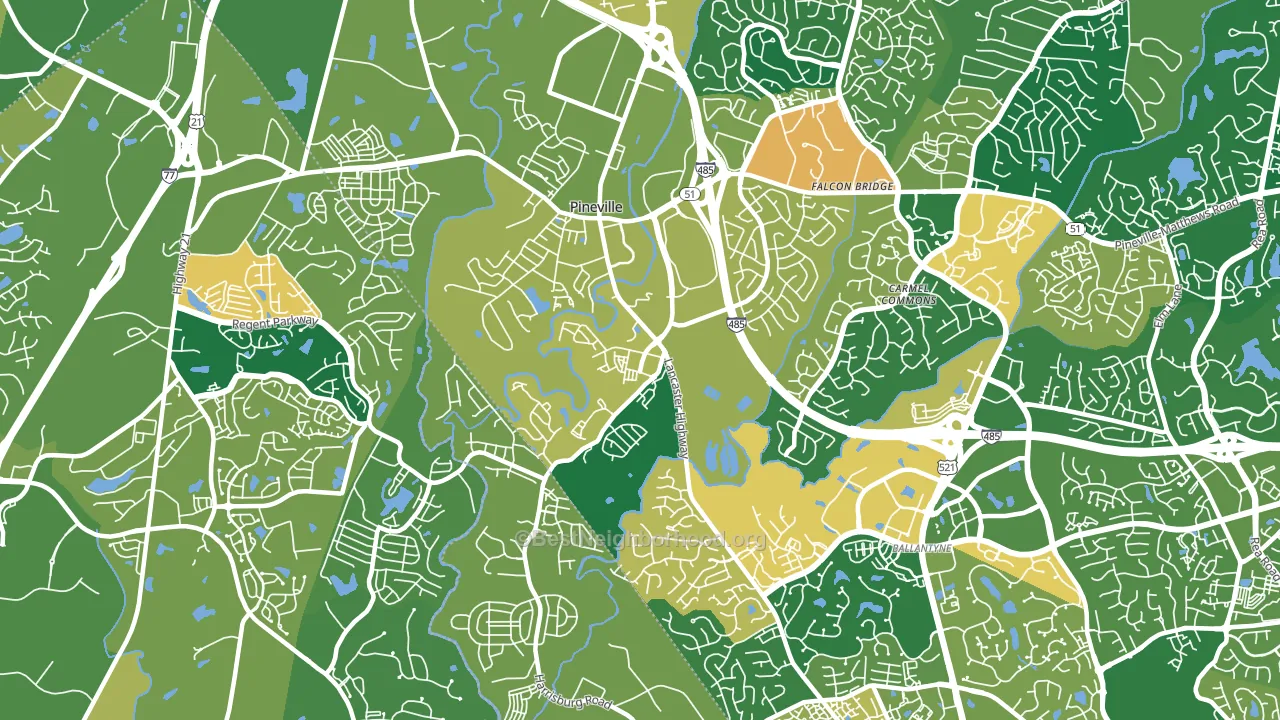 Pineville, NC block-group voter-turnout map