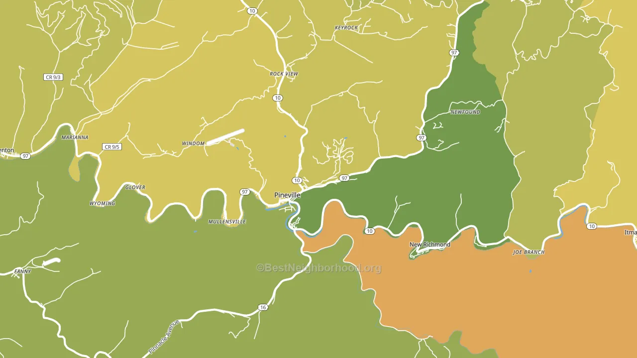 Pineville, WV block-group voter-turnout map