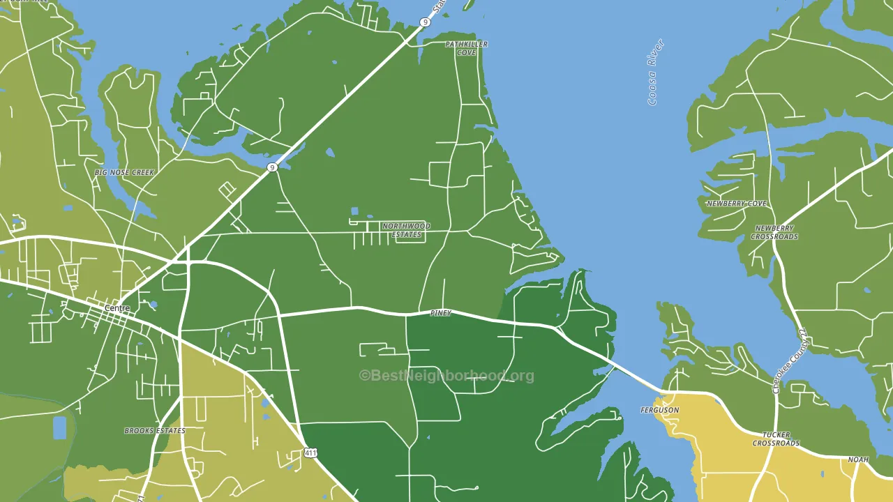 Piney, AL block-group voter-turnout map