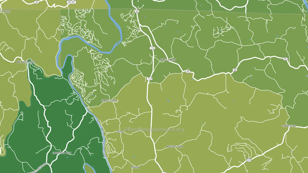 Piney Creek, NC block-group voter-turnout map