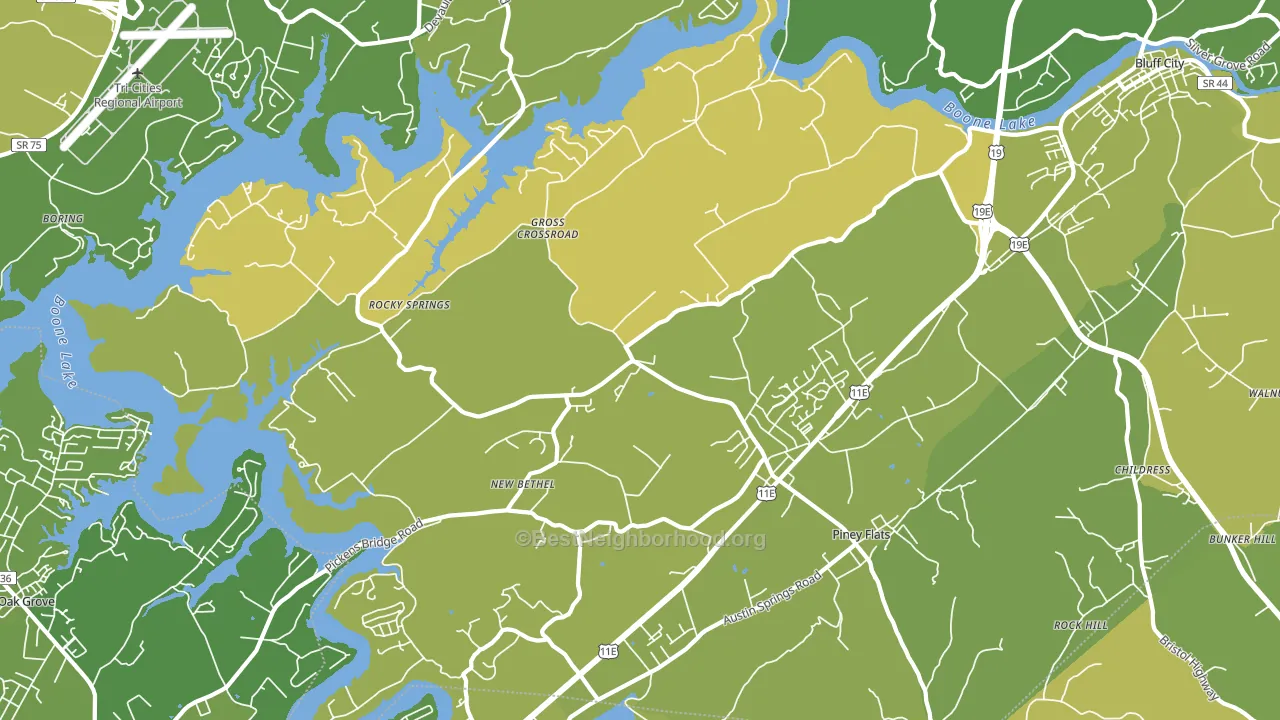Piney Flats, TN block-group voter-turnout map