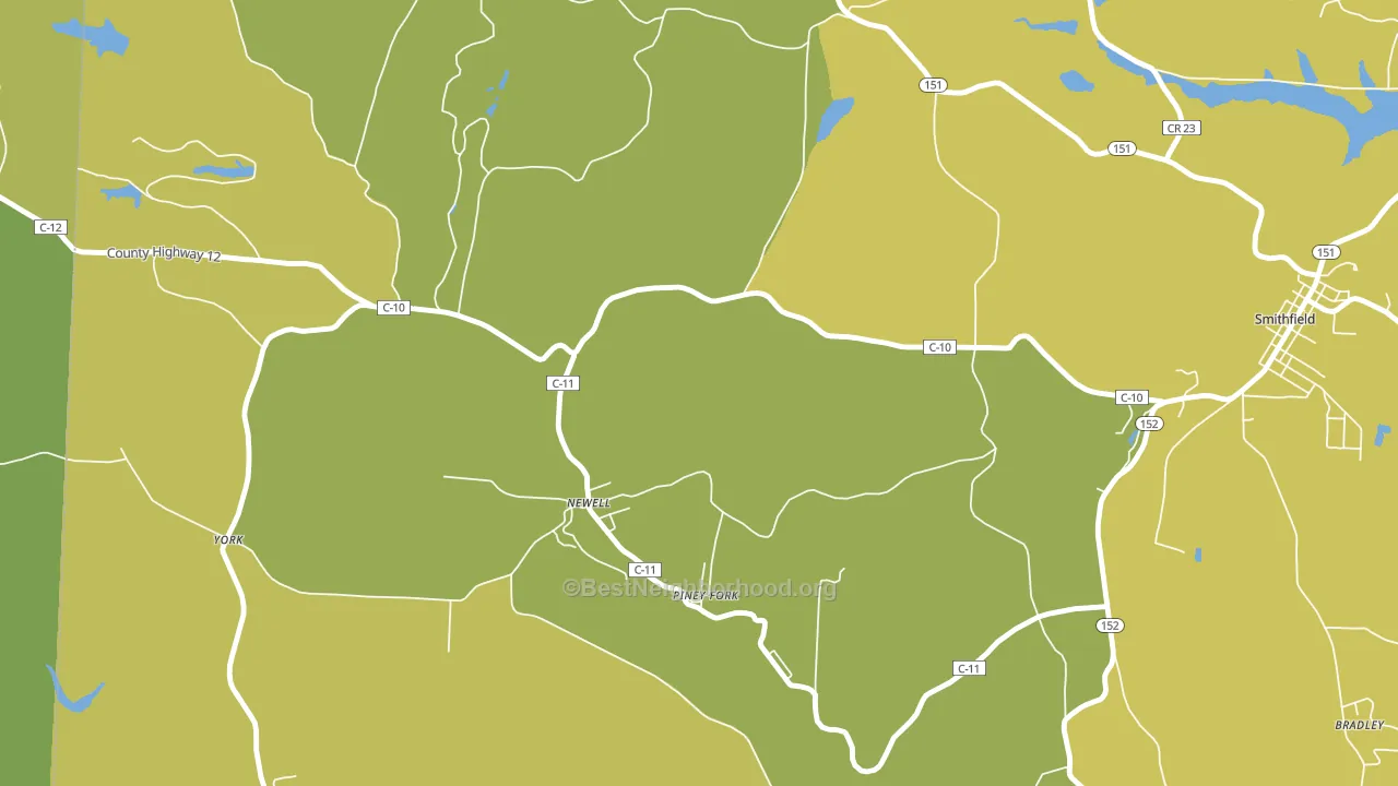 Piney Fork, OH block-group voter-turnout map