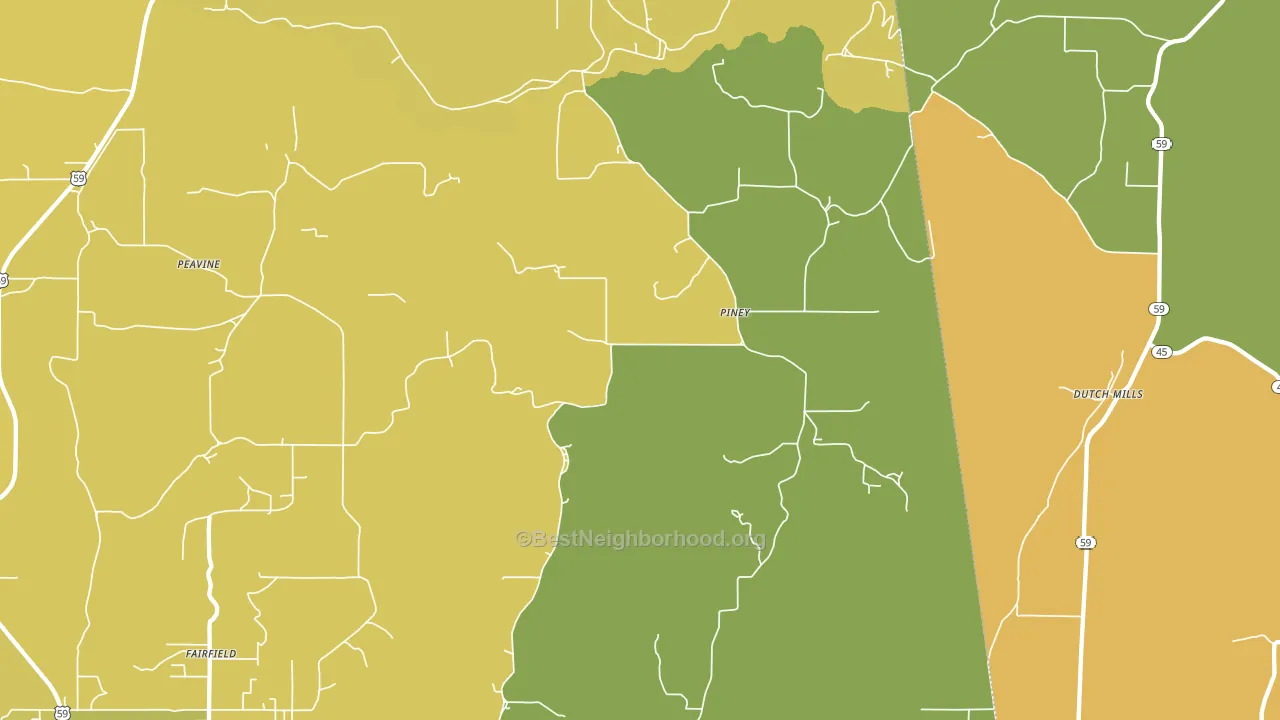 Piney, OK block-group voter-turnout map