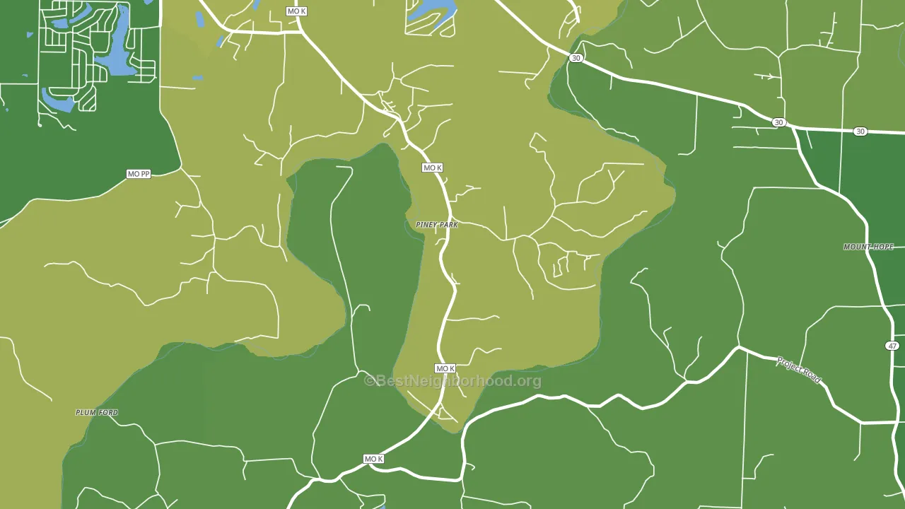 Piney Park, MO block-group voter-turnout map