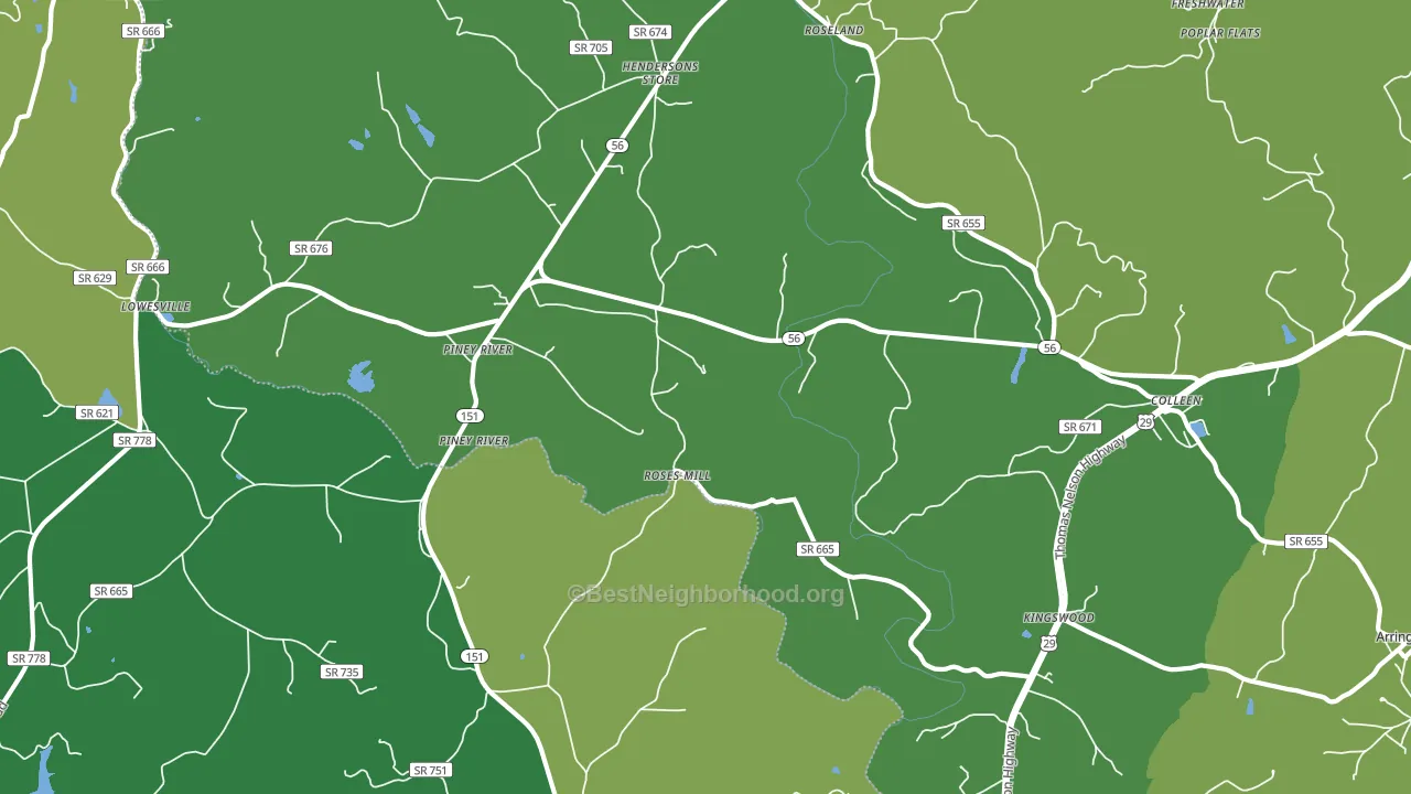 Piney River, VA block-group voter-turnout map