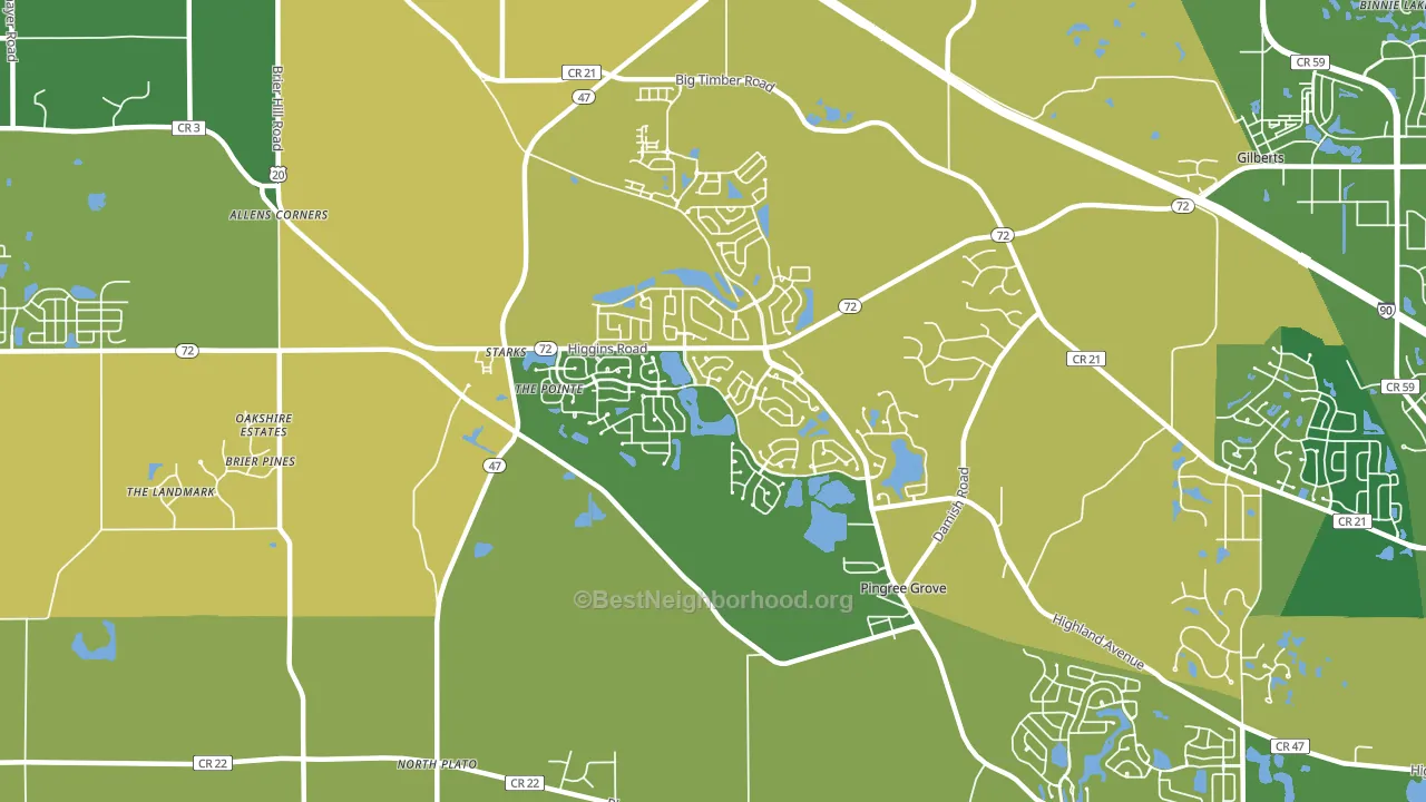 Pingree Grove, IL block-group voter-turnout map