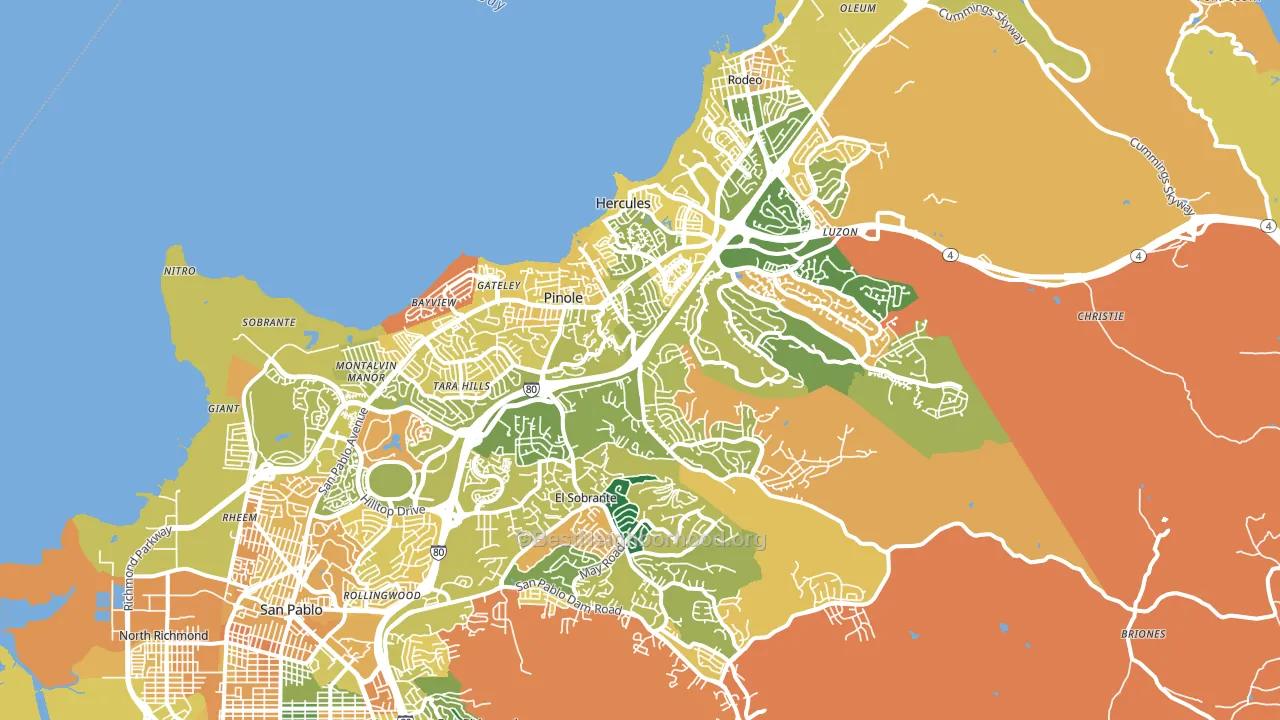 Pinole, CA block-group voter-turnout map