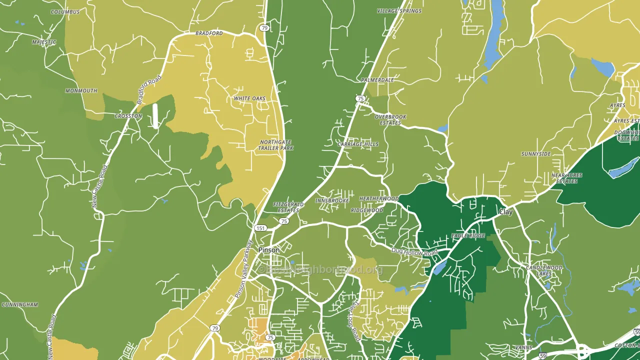 Pinson, AL block-group voter-turnout map