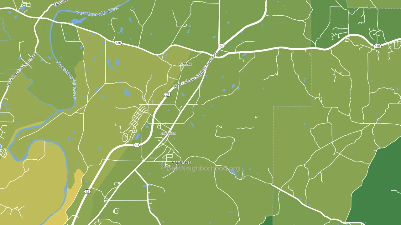 Pinson, GA block-group voter-turnout map