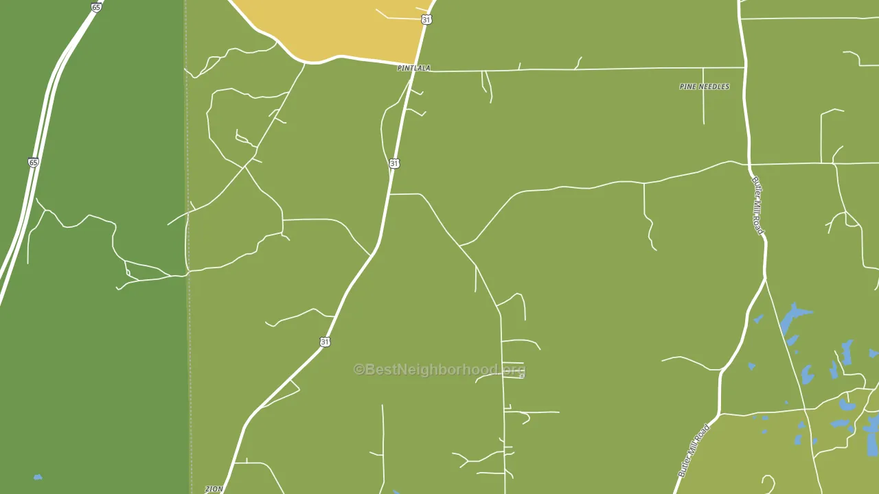 Pintlala, AL block-group voter-turnout map