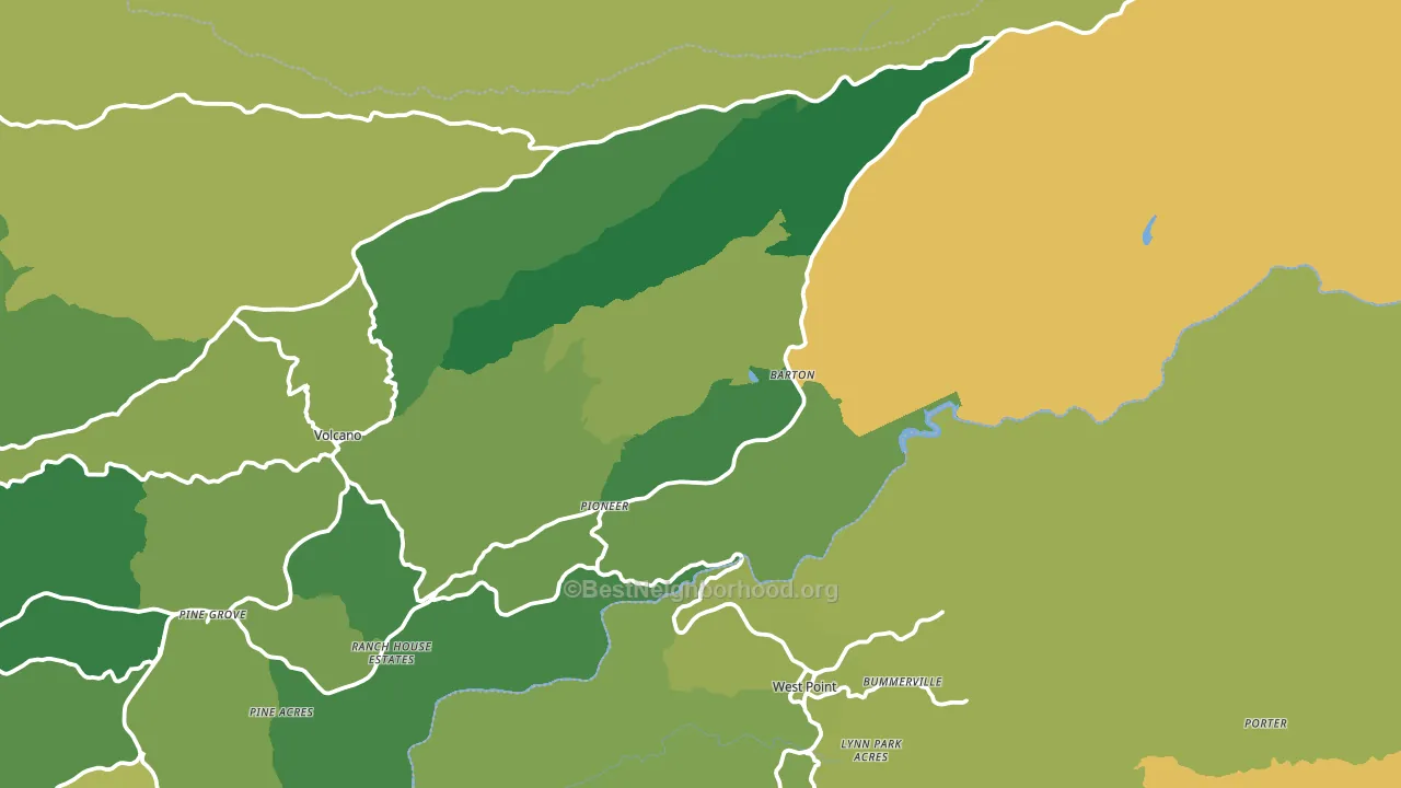 Pioneer, CA block-group voter-turnout map