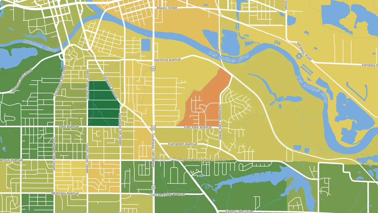 Pioneer Park, Des Moines, IA block-group voter-turnout map