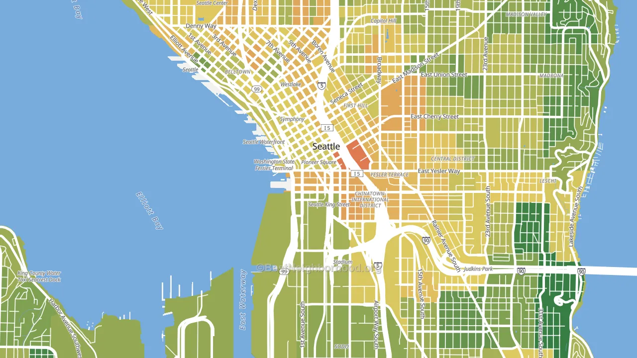 Pioneer Square, Seattle, WA block-group voter-turnout map