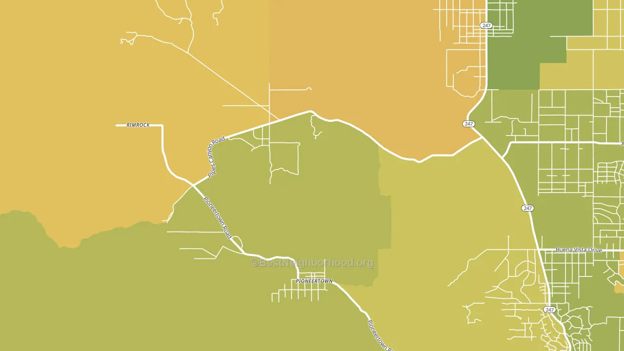 Pioneertown, CA block-group voter-turnout map