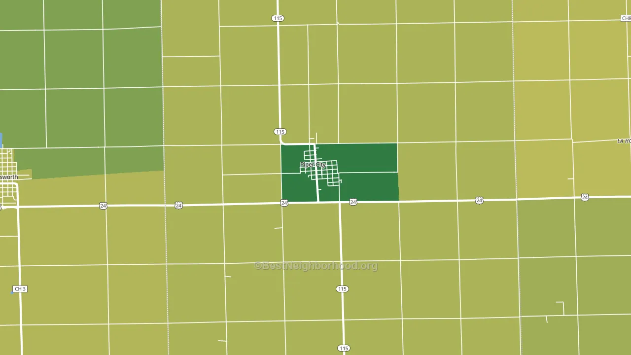 Piper City, IL block-group voter-turnout map