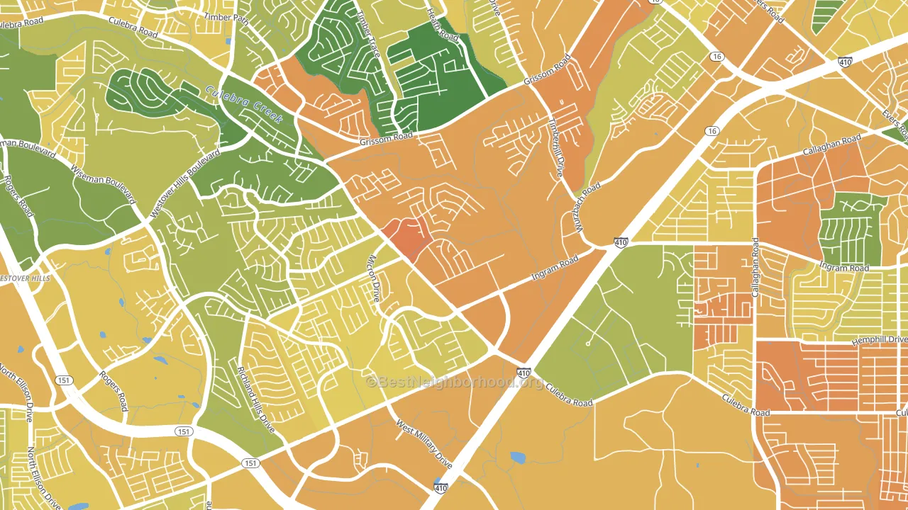 Pipers Meadow, San Antonio, TX block-group voter-turnout map