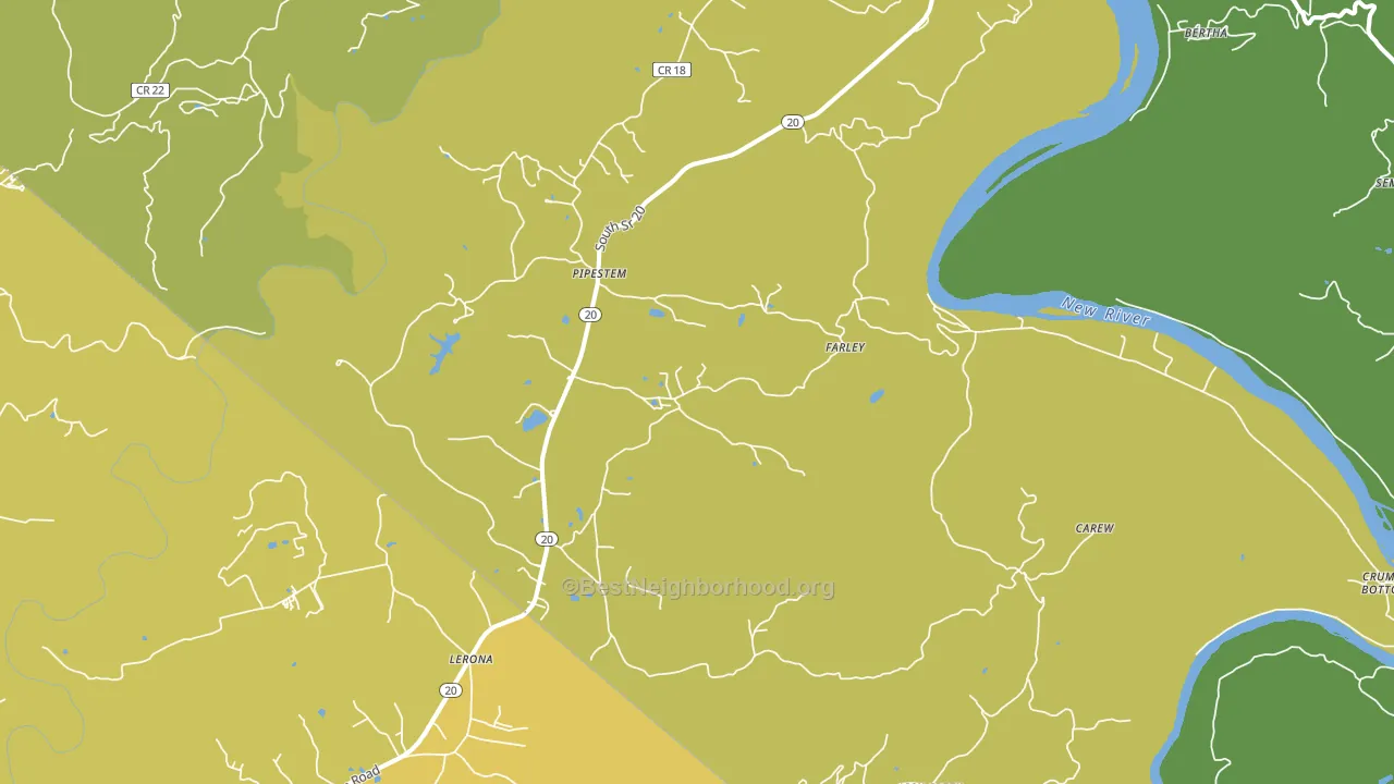 Pipestem, WV block-group voter-turnout map