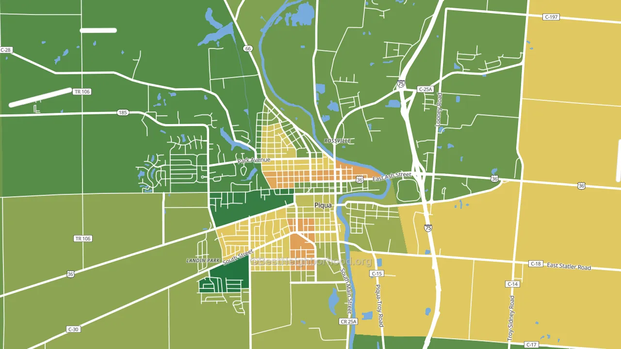 Piqua Historic District, Piqua, OH block-group voter-turnout map
