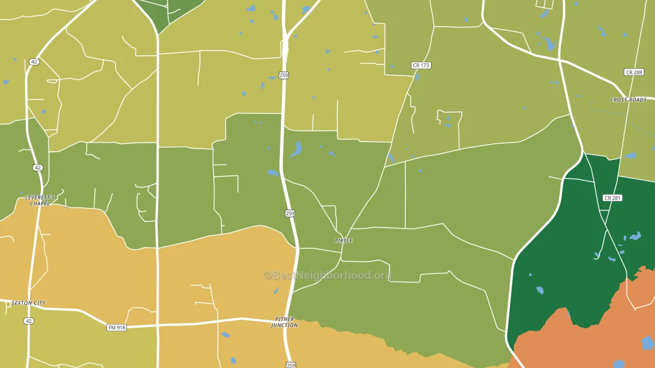 Pirtle, TX block-group voter-turnout map