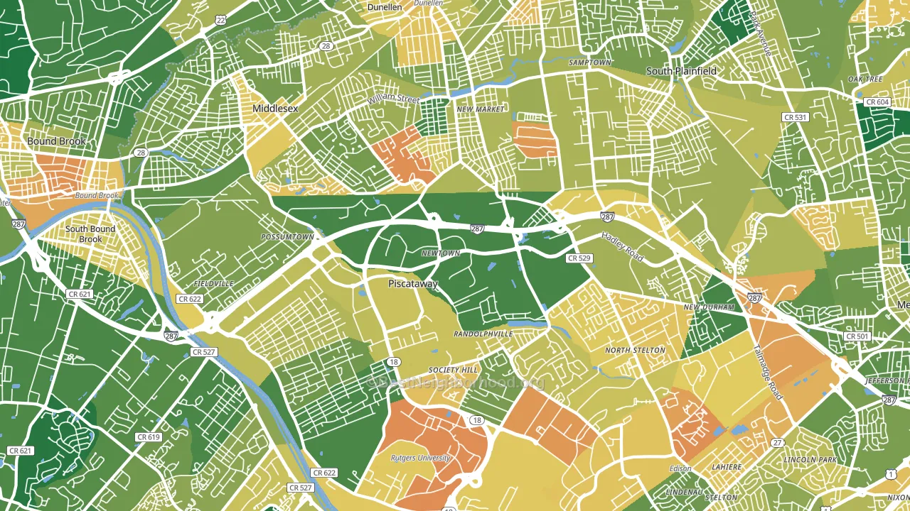 Piscataway, NJ block-group voter-turnout map
