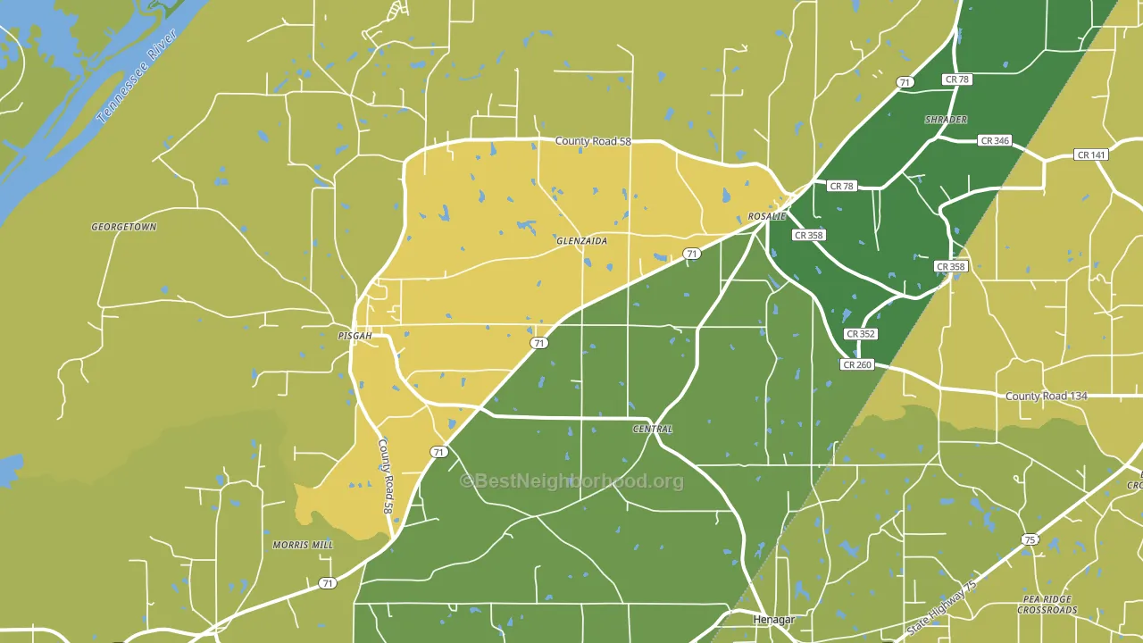 Pisgah, AL block-group voter-turnout map
