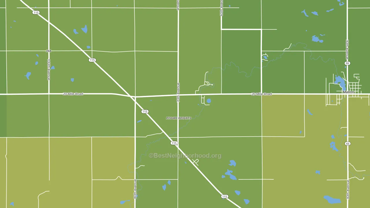 Pisgah Heights, MI block-group voter-turnout map
