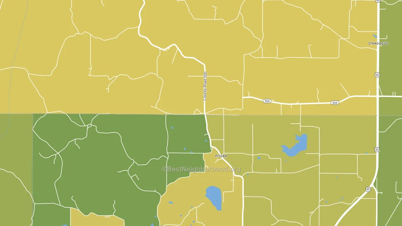 Pisgah, MS block-group voter-turnout map