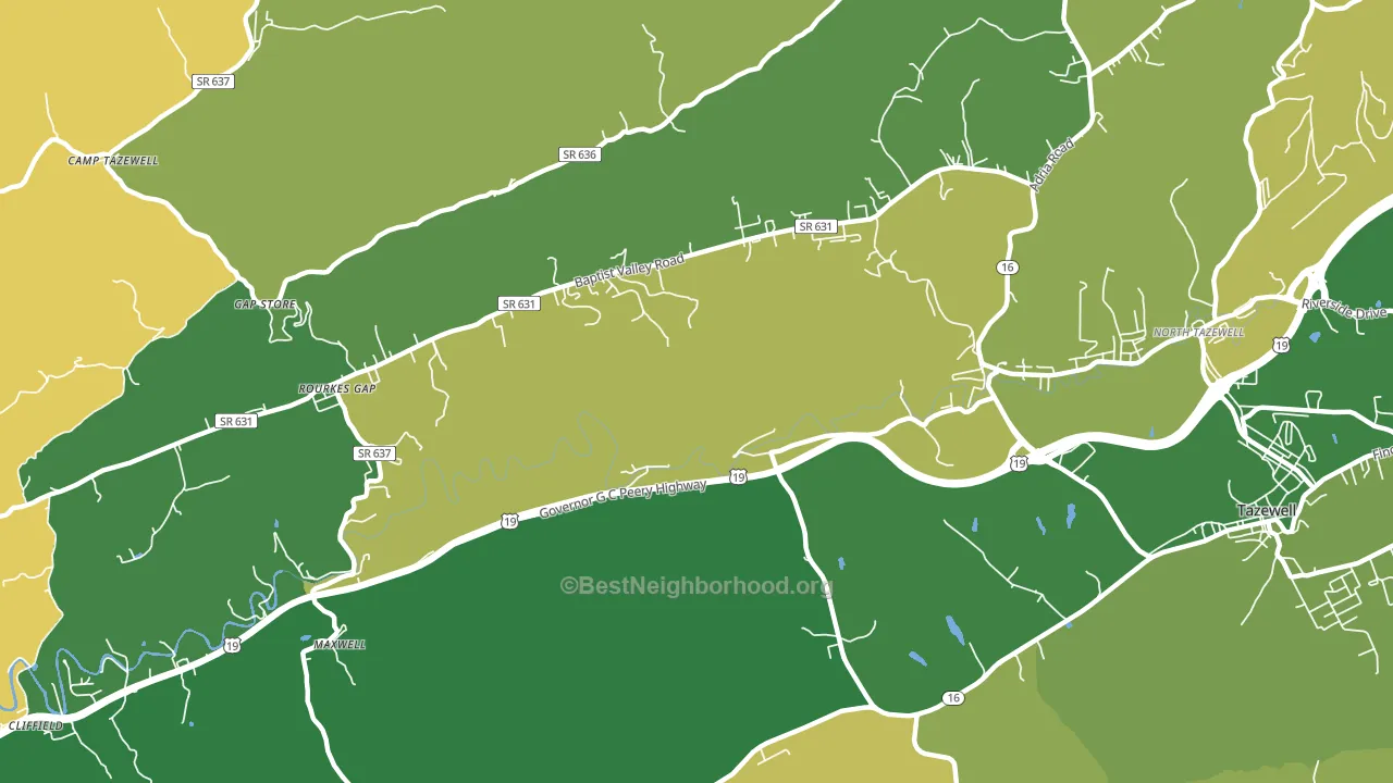 Pisgah, VA block-group voter-turnout map