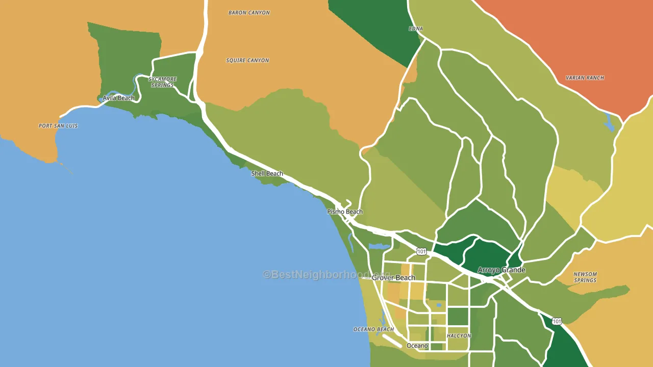 Pismo Beach, CA block-group voter-turnout map