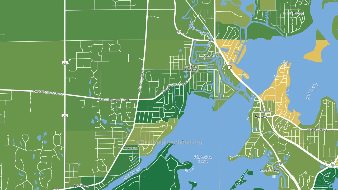 Pistakee Highlands, IL block-group voter-turnout map