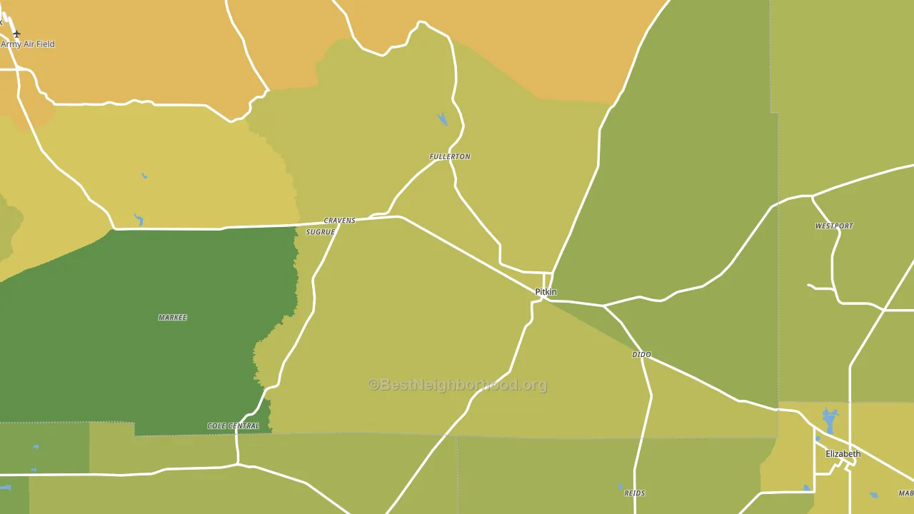 Pitkin, LA block-group voter-turnout map