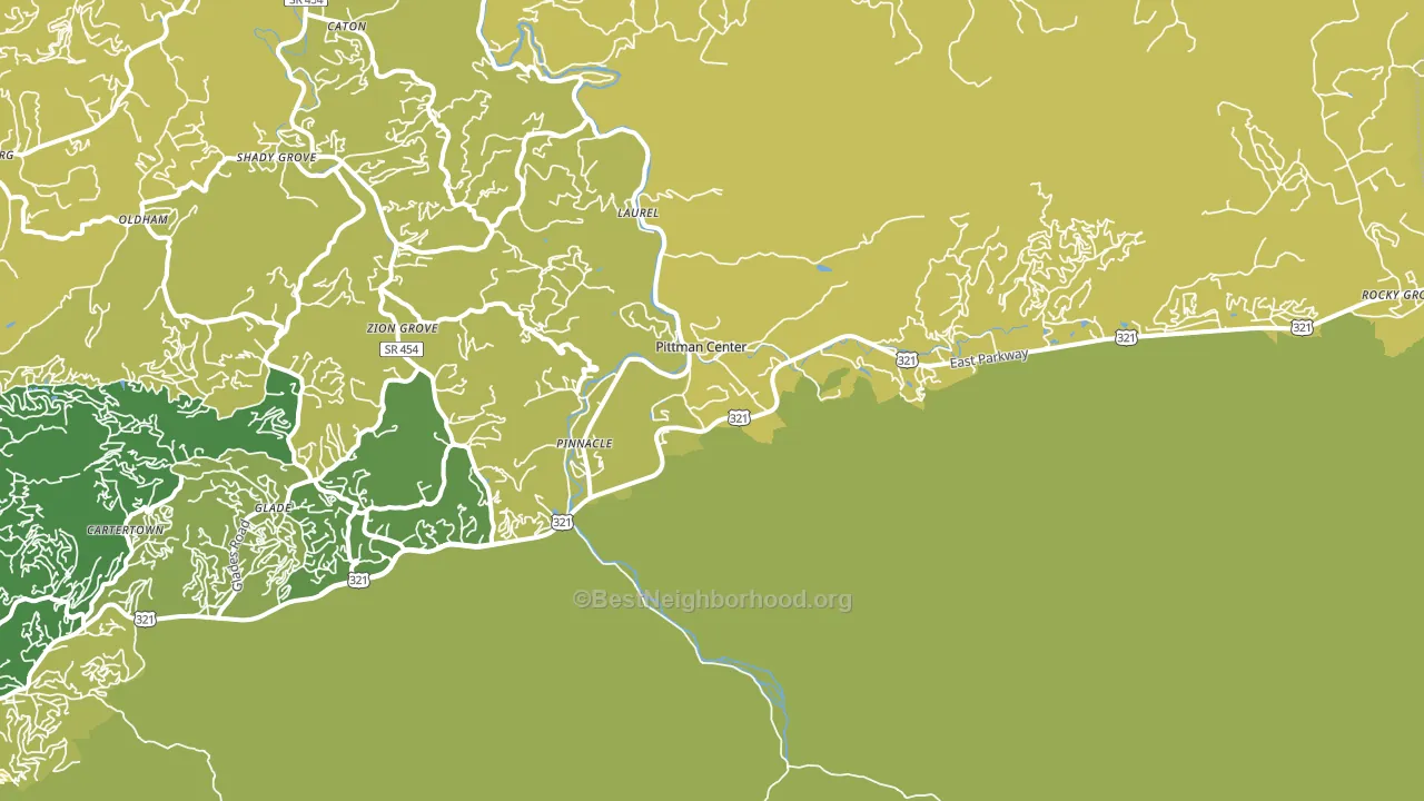Pittman Center, TN block-group voter-turnout map