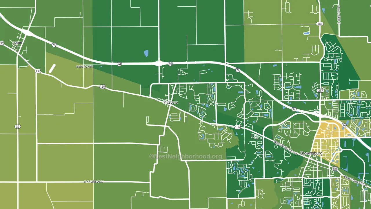 Pittsboro, IN block-group voter-turnout map