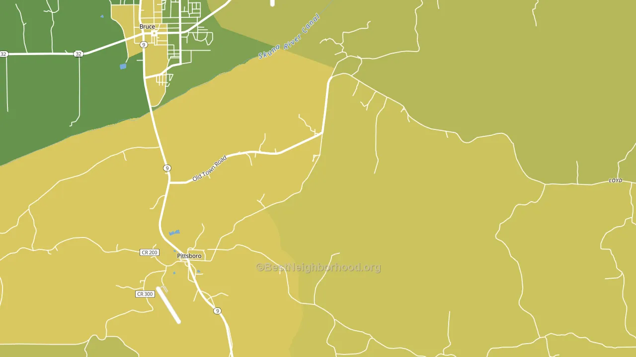 Pittsboro, MS block-group voter-turnout map
