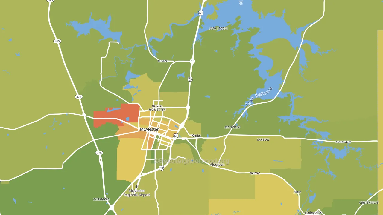 Pittsburg County, OK block-group voter-turnout map