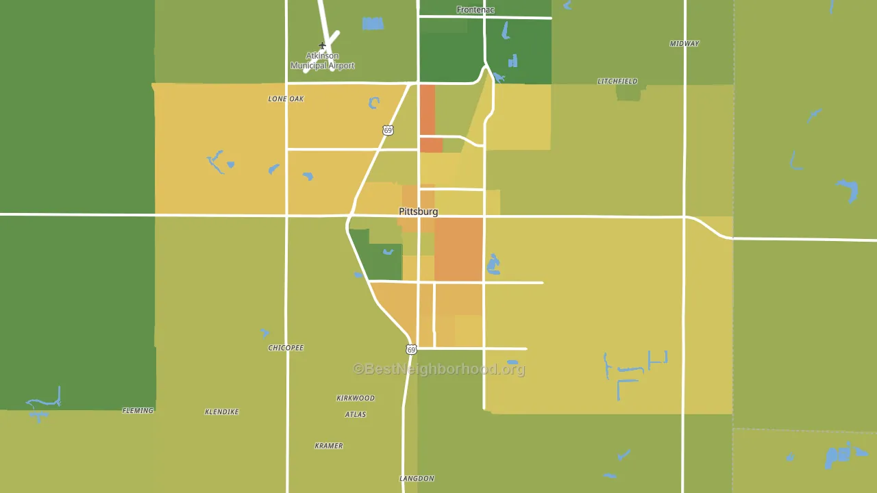 Pittsburg, KS block-group voter-turnout map