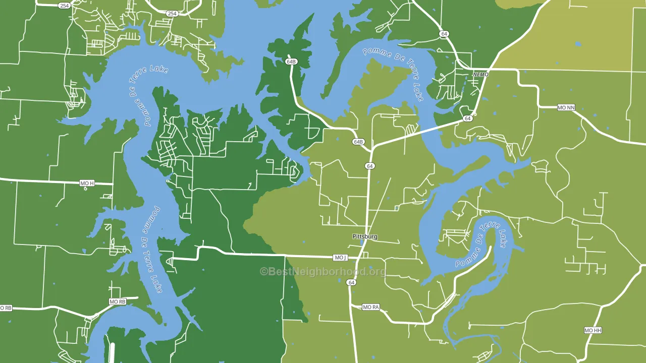 Pittsburg, MO block-group voter-turnout map