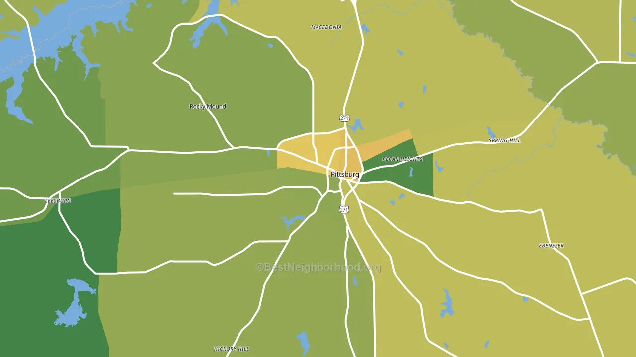Pittsburg, TX block-group voter-turnout map